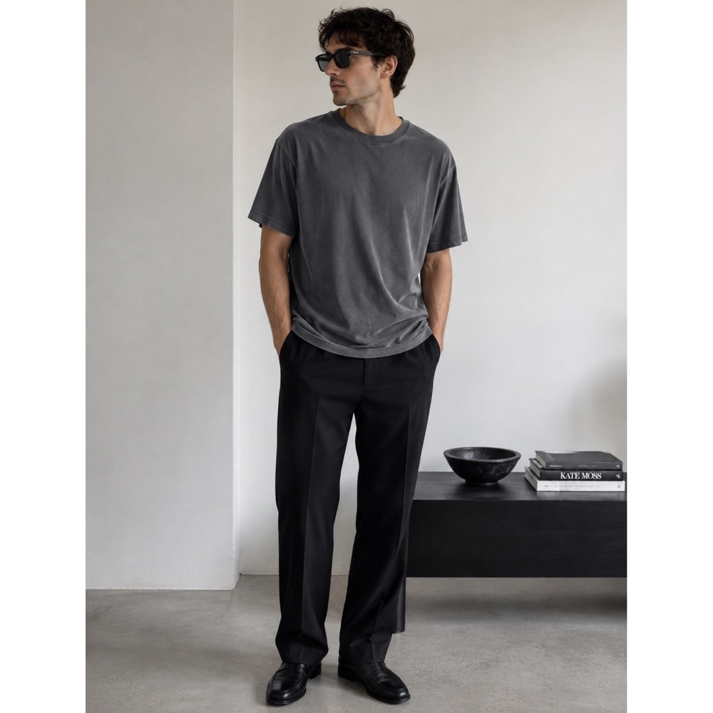 COS T-Shirt Mens L Gray Relaxed Fit Classic 100% Cotton Vintage Wash Minimalist